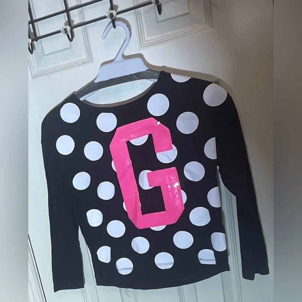 Justice Girl’s G long sleeve sequin shirt size small 6/7